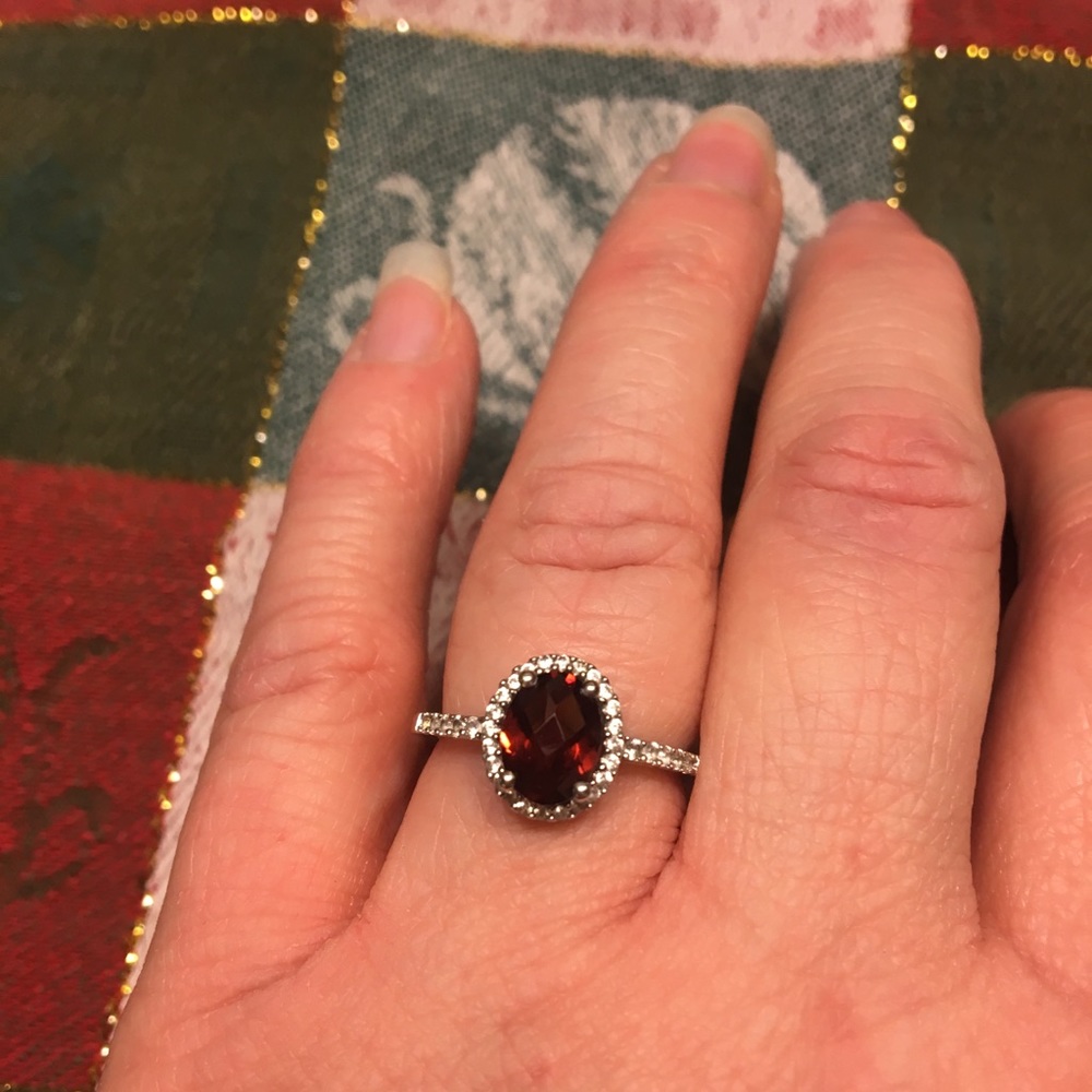Garnet white sapphire ring